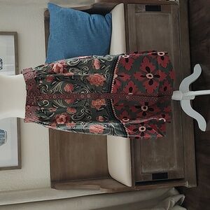 New FARM RIO Arabesque Floral Midi Skirt Size S